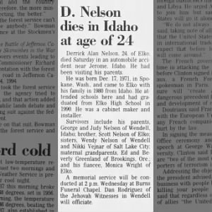 Derrick Nelson obituary